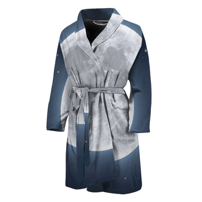 Full Moon Print Men's Bathrobe