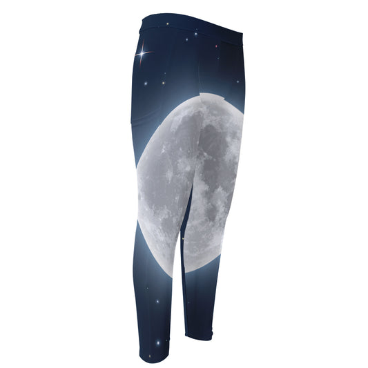 Full Moon Print Men's Compression Pants