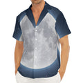 Full Moon Print Men's Deep V-Neck Shirt