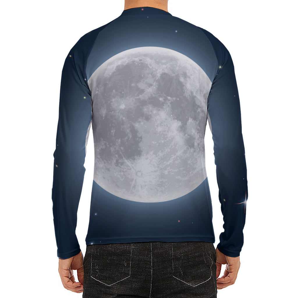 Full Moon Print Men's Long Sleeve Rash Guard