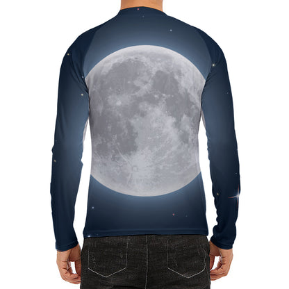 Full Moon Print Men's Long Sleeve Rash Guard