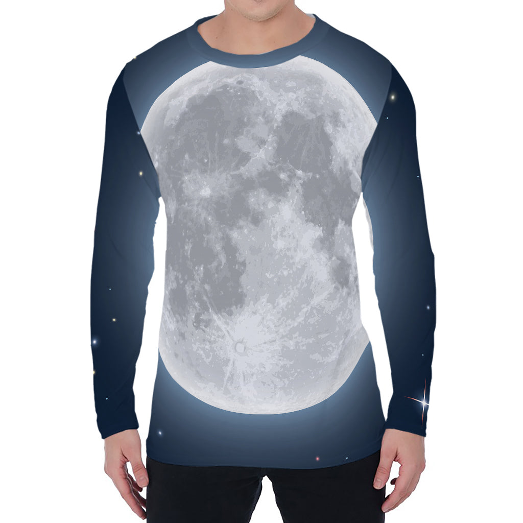 Full Moon Print Men's Long Sleeve T-Shirt