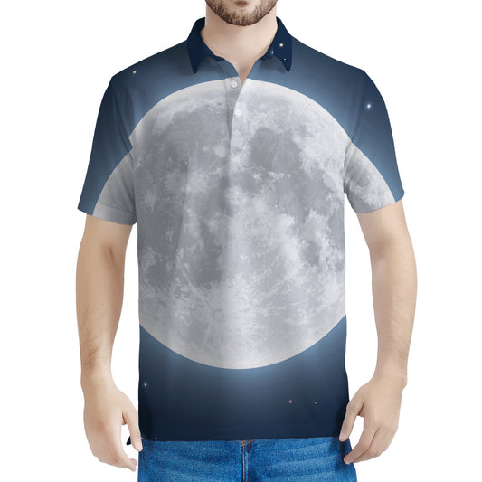Full Moon Print Men's Polo Shirt