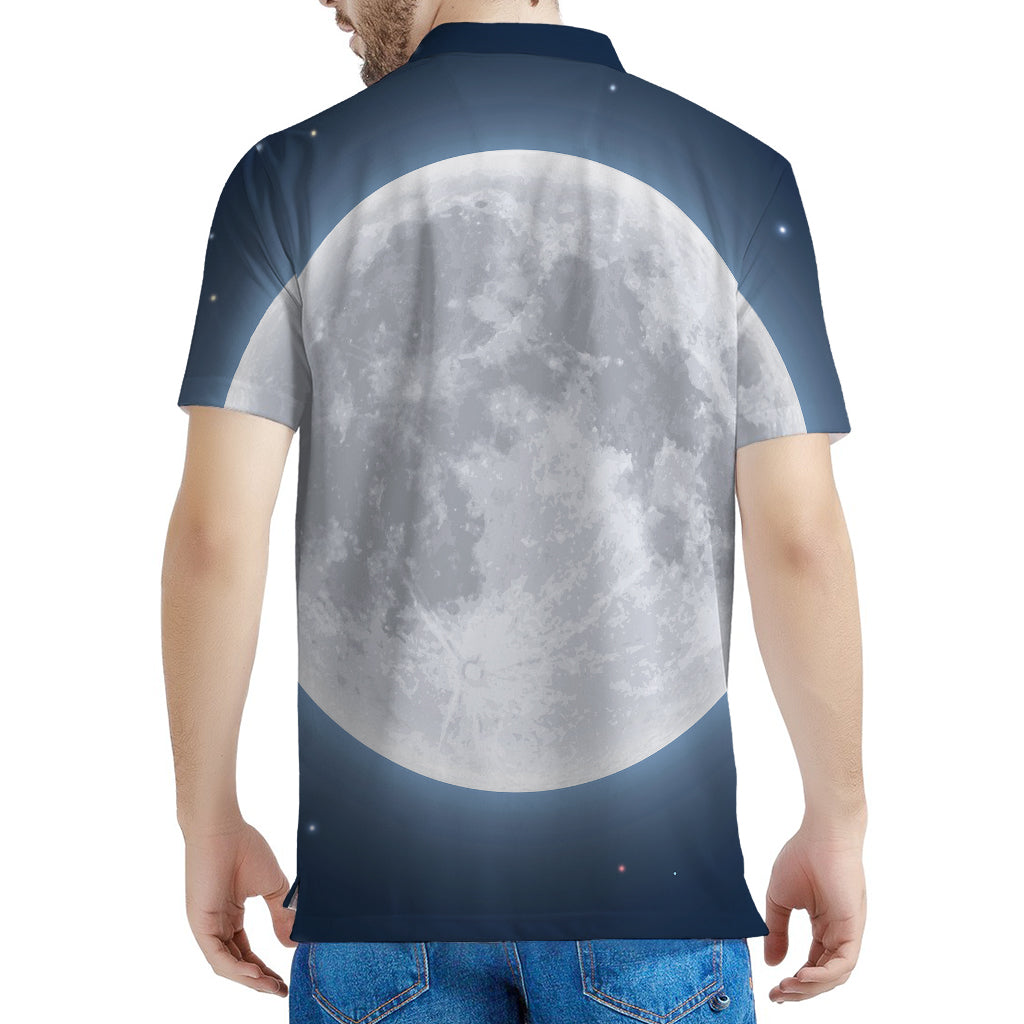 Full Moon Print Men's Polo Shirt
