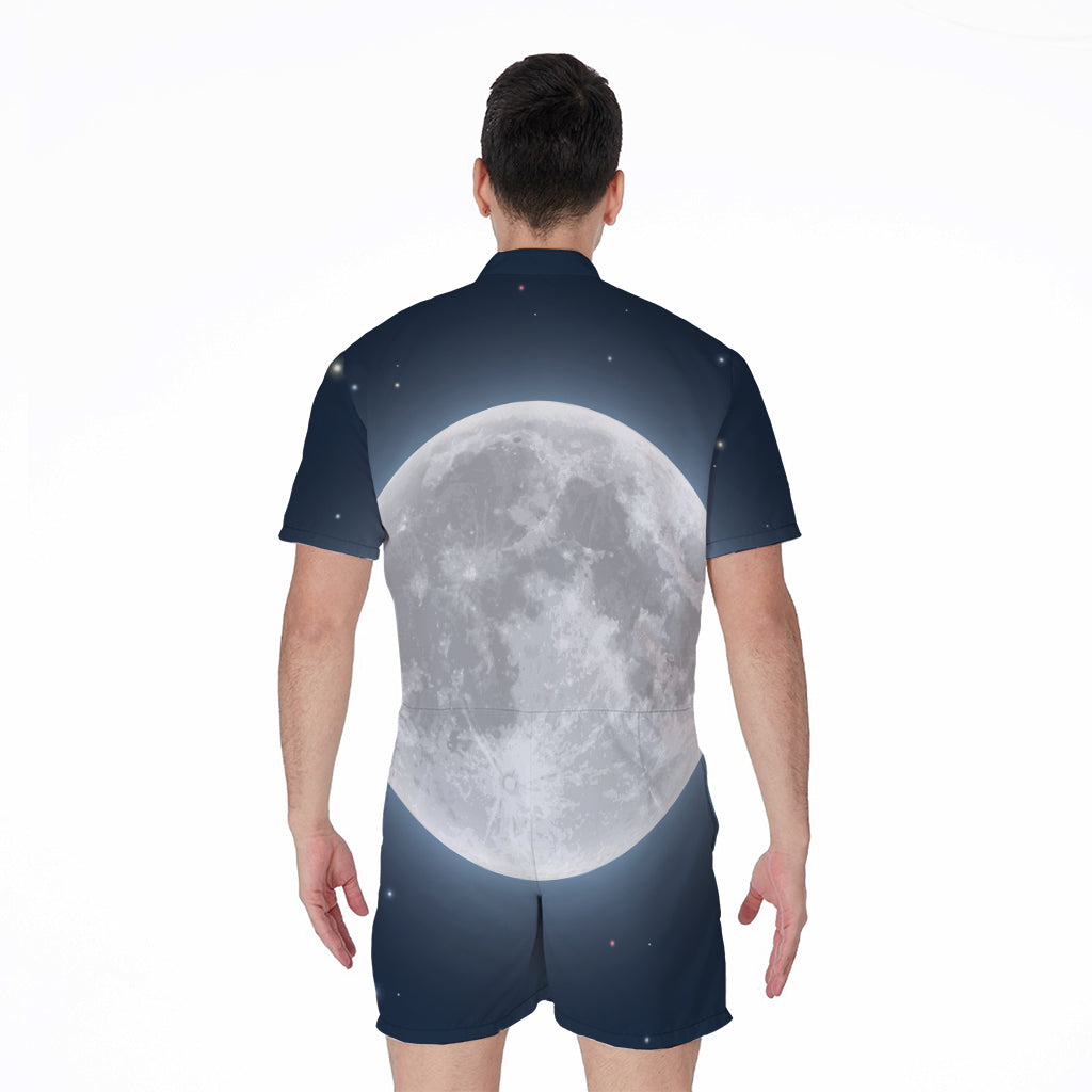 Full Moon Print Men's Rompers