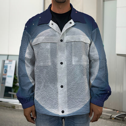 Full Moon Print Men's Shirt Jacket