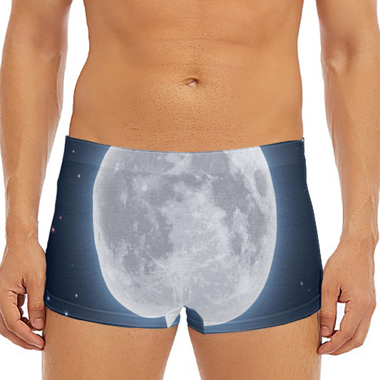 Full Moon Print Men's Short Boxer Briefs