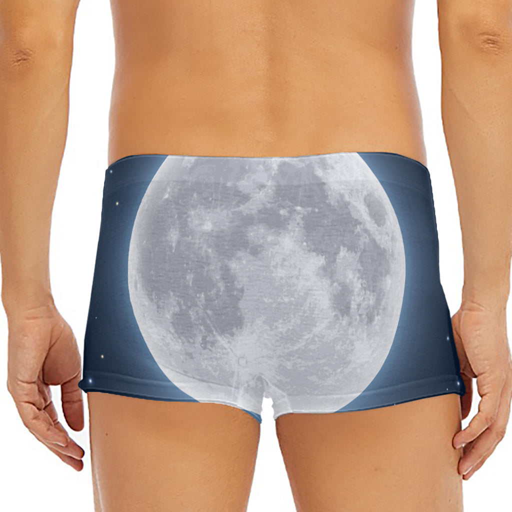 Full Moon Print Men's Short Boxer Briefs