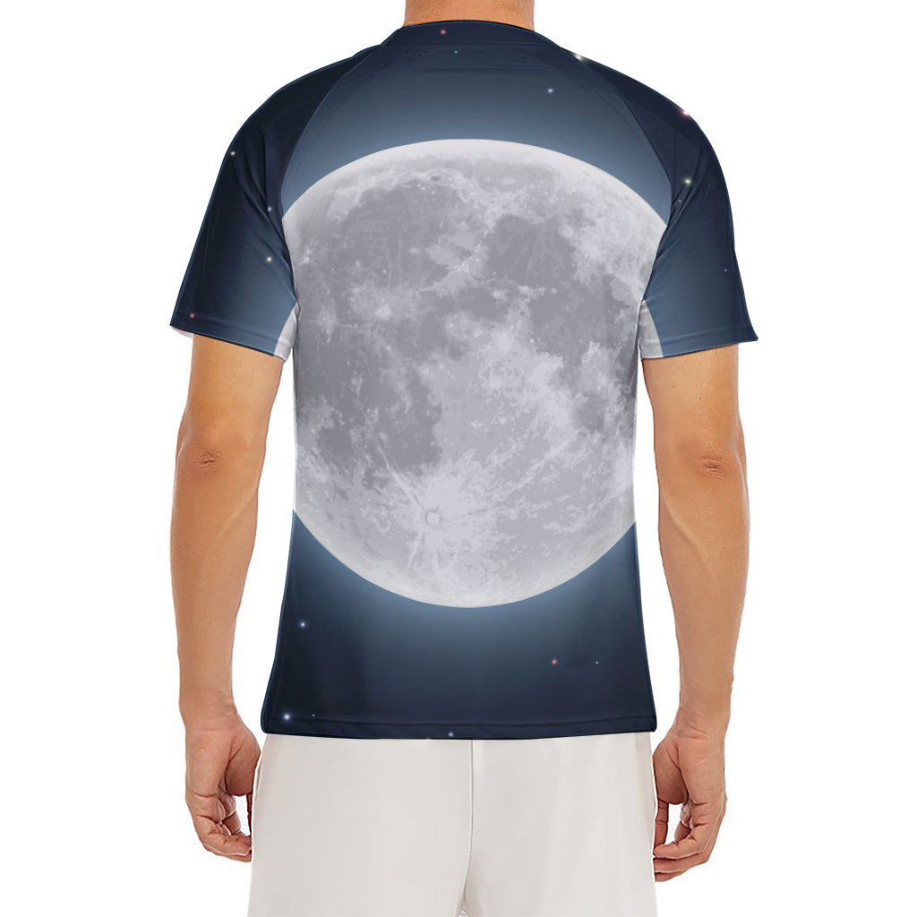 Full Moon Print Men's Short Sleeve Rash Guard