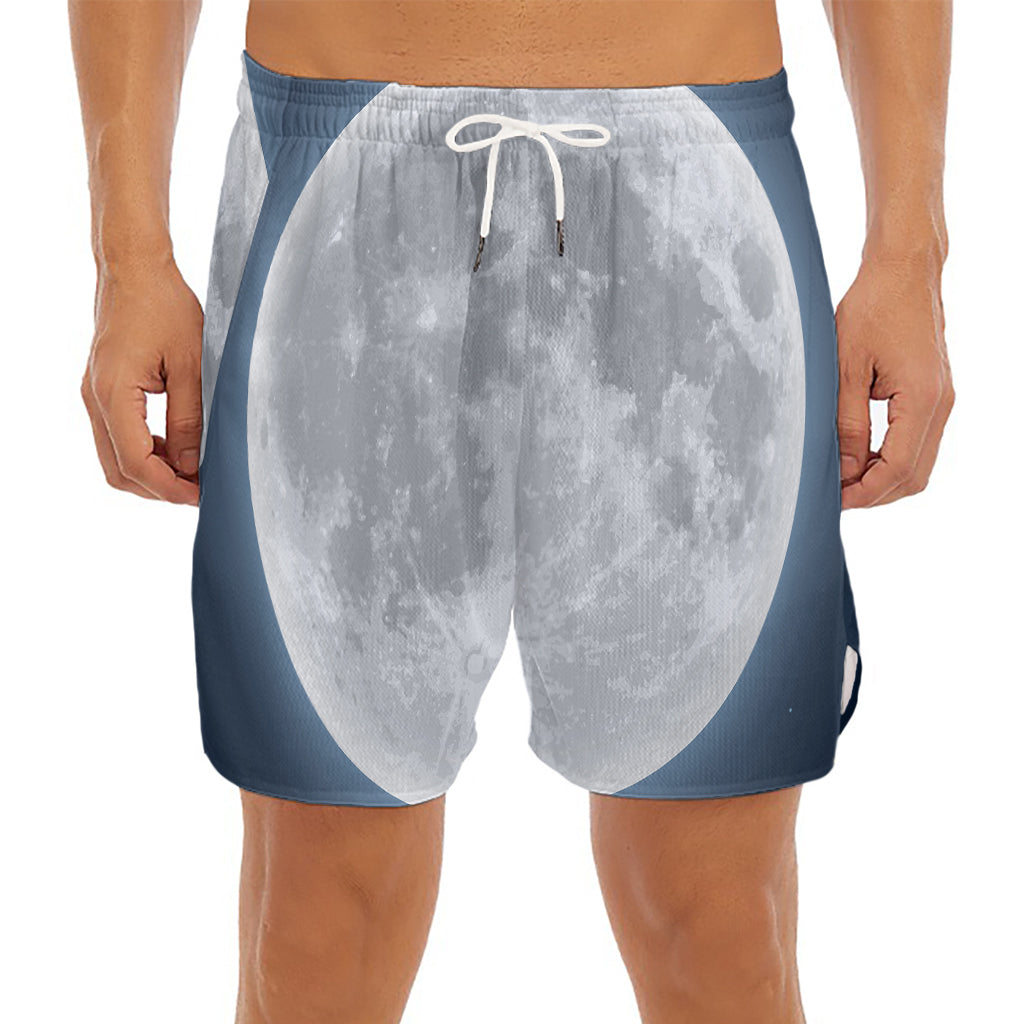 Full Moon Print Men's Split Running Shorts