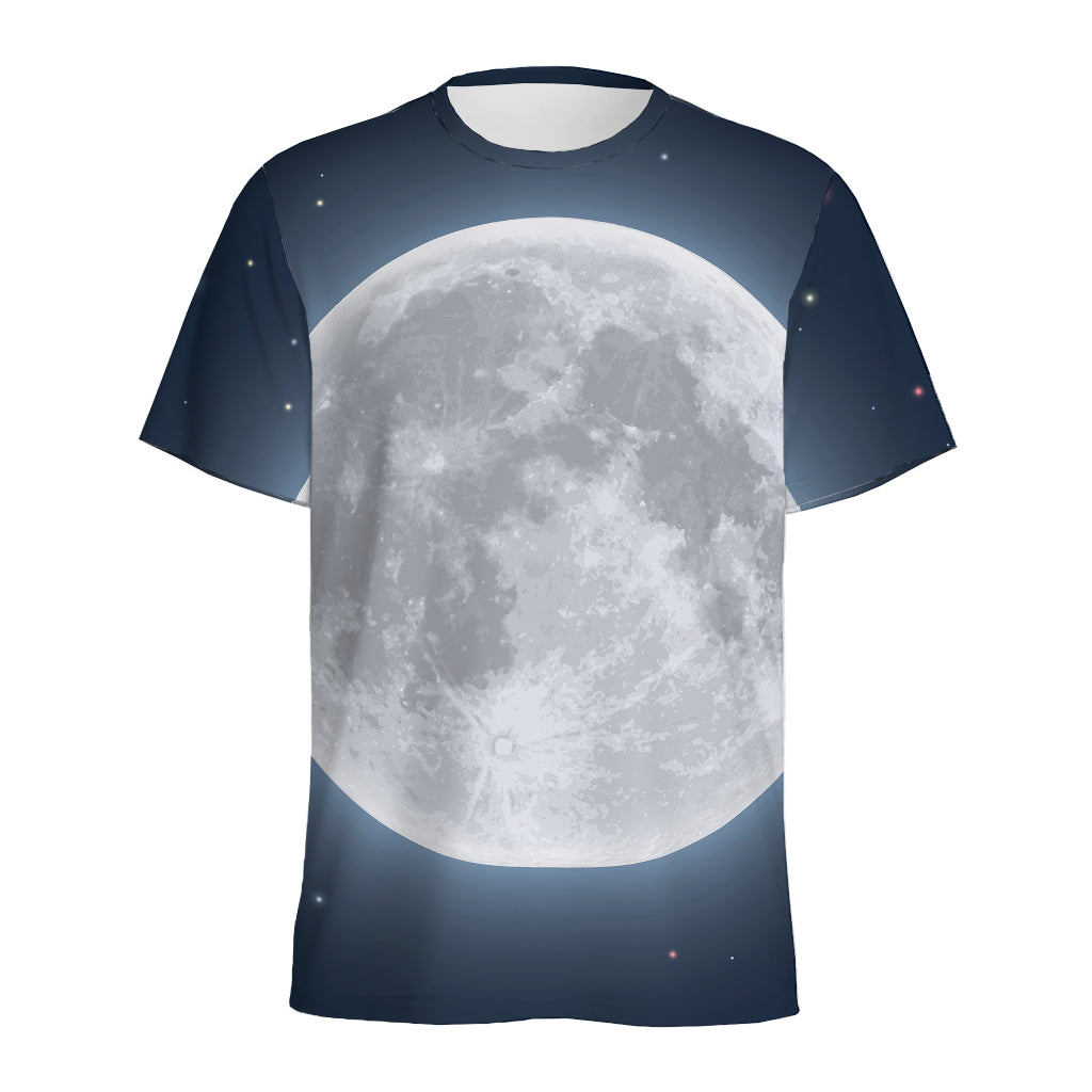 Full Moon Print Men's Sports T-Shirt