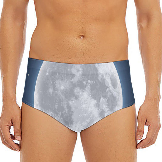 Full Moon Print Men's Triangle Swim Briefs