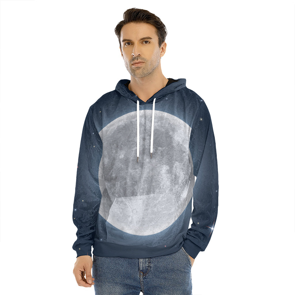 Full Moon Print Men's Velvet Pullover Hoodie
