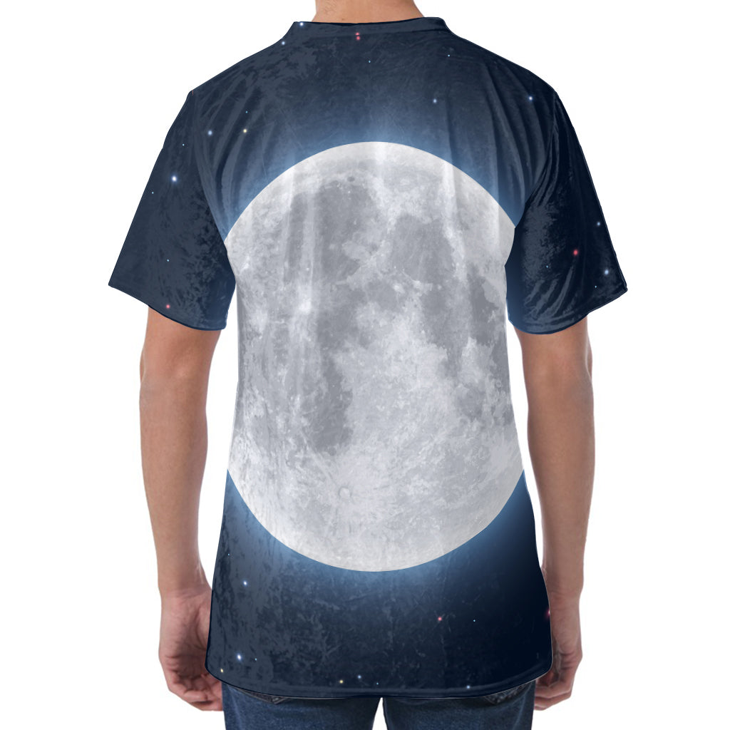Full Moon Print Men's Velvet T-Shirt