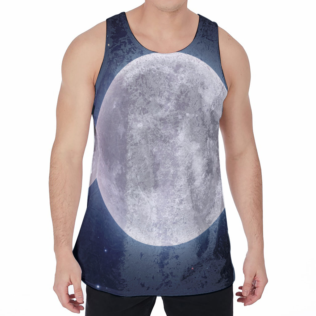 Full Moon Print Men's Velvet Tank Top