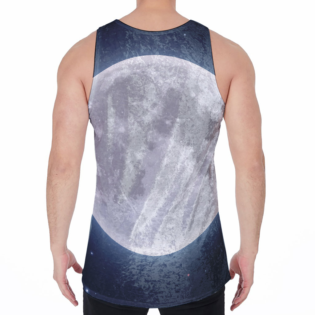Full Moon Print Men's Velvet Tank Top