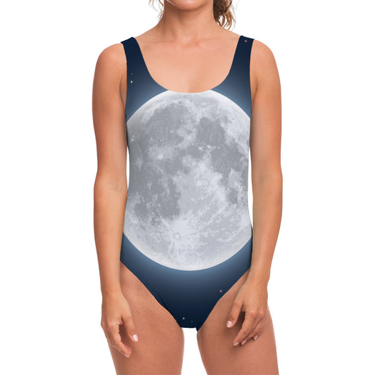 Full Moon Print One Piece Swimsuit