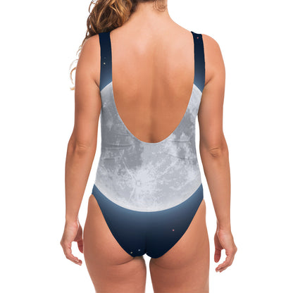 Full Moon Print One Piece Swimsuit