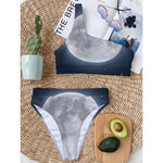Full Moon Print One Shoulder Bikini Top