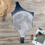 Full Moon Print One Shoulder Bodysuit