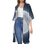 Full Moon Print Open Front Beach Cover Up