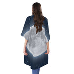Full Moon Print Open Front Beach Cover Up