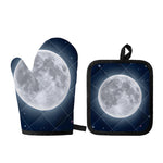 Full Moon Print Oven Mitt And Pot Holder Set