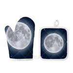 Full Moon Print Oven Mitt And Pot Holder Set