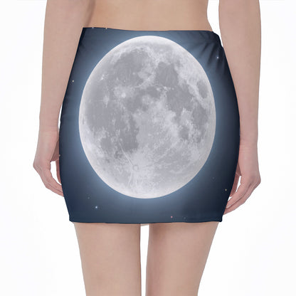 Full Moon Print Pencil Mini Skirt