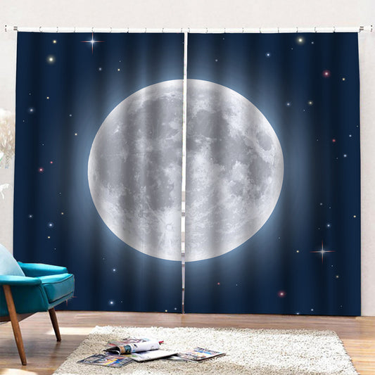 Full Moon Print Pencil Pleat Curtains