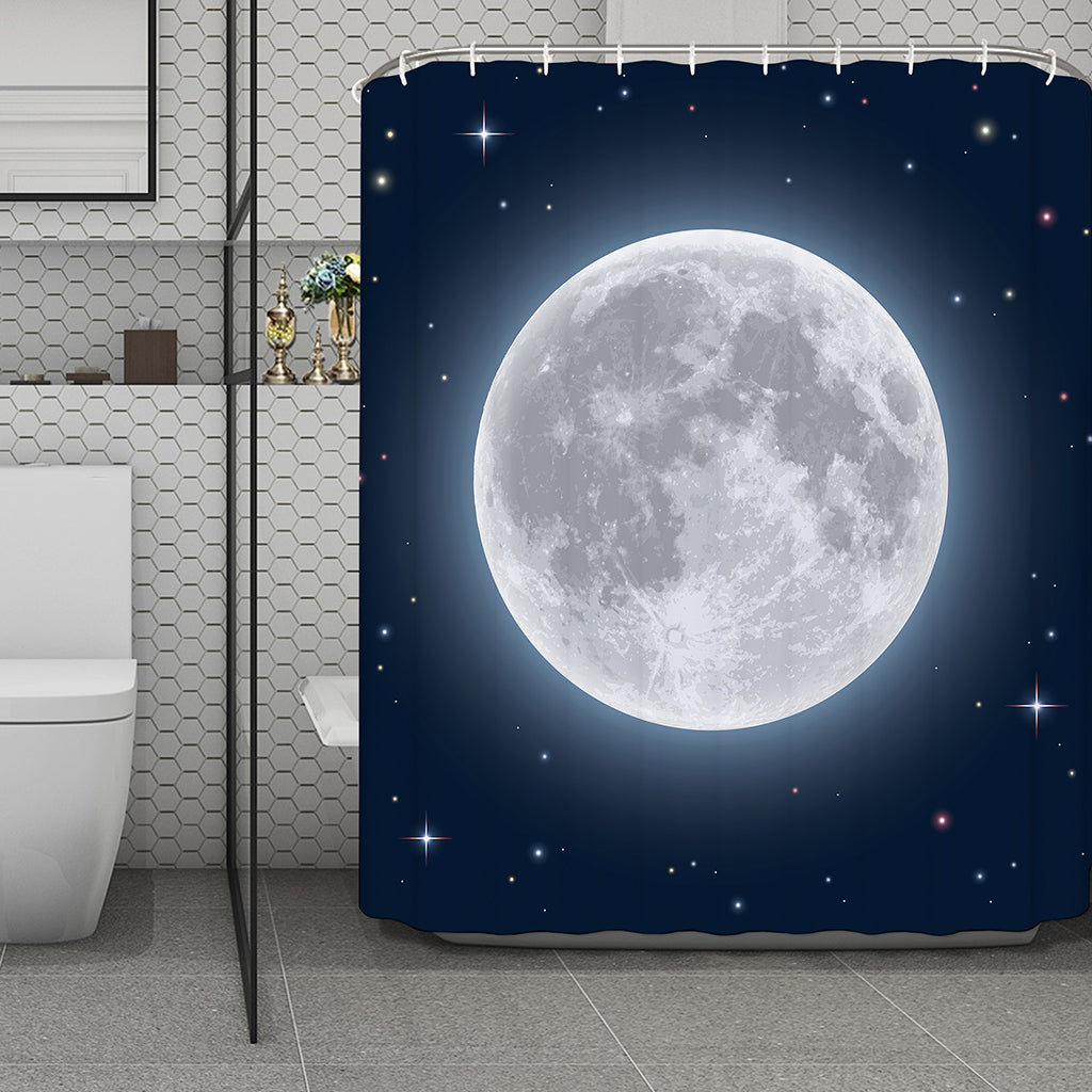 Full Moon Print Polyester Shower Curtain