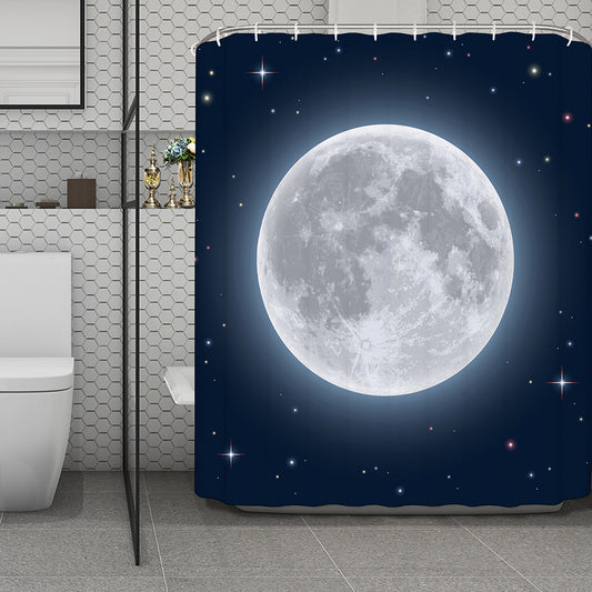 Full Moon Print Polyester Shower Curtain