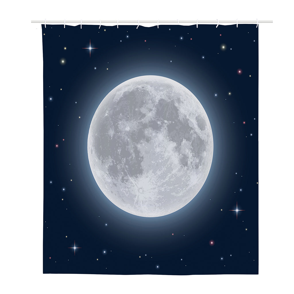 Full Moon Print Polyester Shower Curtain