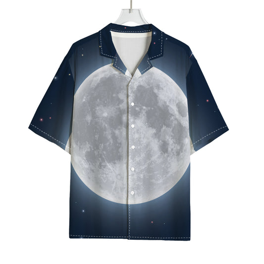 Full Moon Print Rayon Hawaiian Shirt