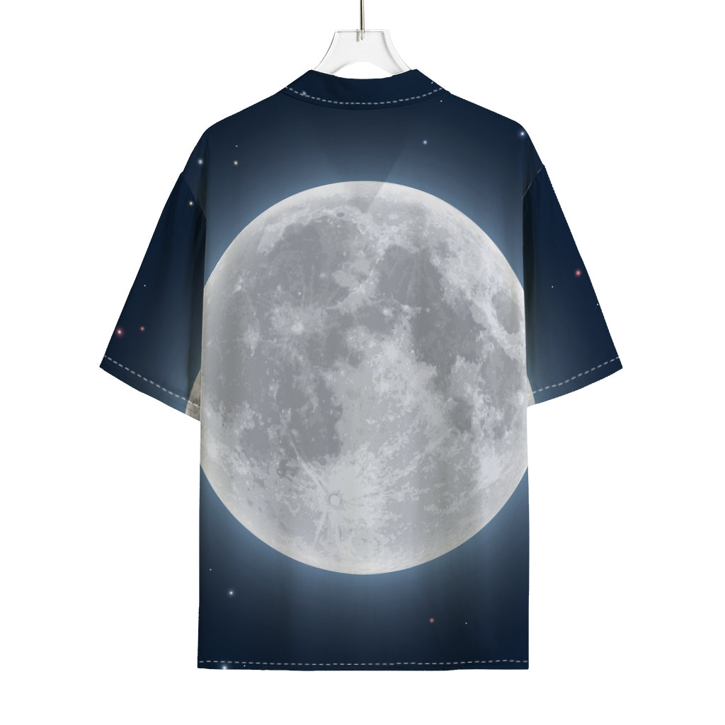 Full Moon Print Rayon Hawaiian Shirt