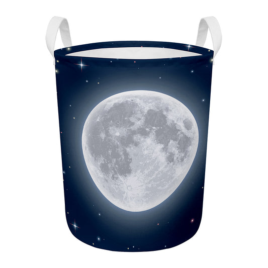 Full Moon Print Round Laundry Basket