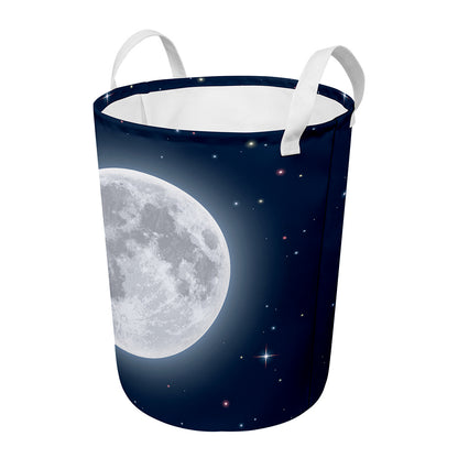 Full Moon Print Round Laundry Basket