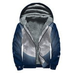 Full Moon Print Sherpa Lined Zip Up Hoodie