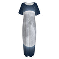 Full Moon Print Short Sleeve Long Nightdress