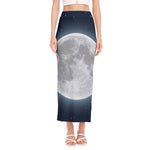 Full Moon Print Side Slit Maxi Skirt