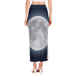 Full Moon Print Side Slit Maxi Skirt