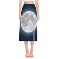 Full Moon Print Side Slit Midi Skirt