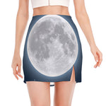 Full Moon Print Side Slit Mini Skirt