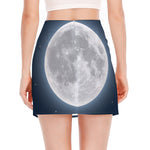 Full Moon Print Side Slit Mini Skirt
