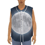 Full Moon Print Sleeveless Baseball Jersey