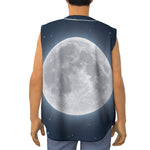 Full Moon Print Sleeveless Baseball Jersey