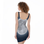 Full Moon Print Sleeveless Bodycon Dress