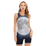 Full Moon Print Sleeveless One Piece Swimsuit