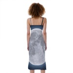 Full Moon Print Slim Fit Midi Cami Dress