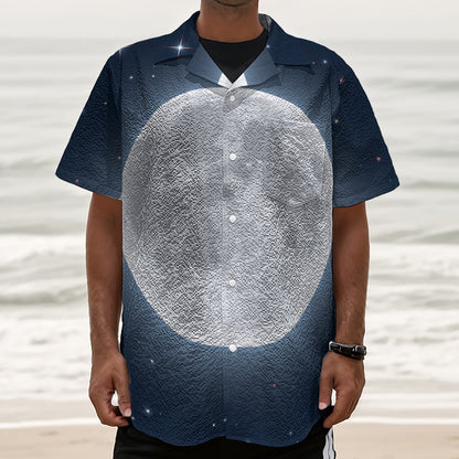 Full Moon Print Textured Short Sleeve Shirt